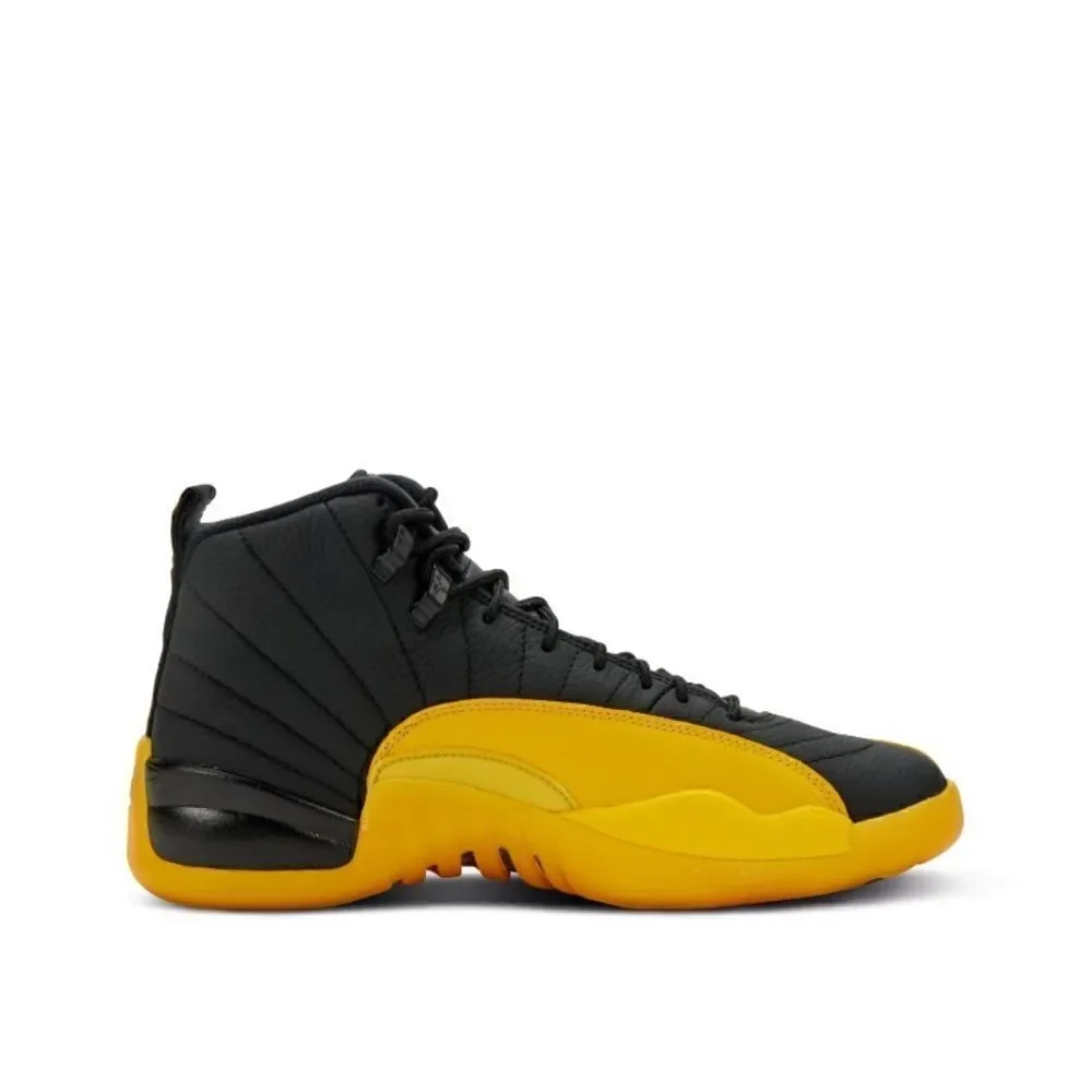 Air Jordan 12 Retro University Black Yellow Sneakers Size 12